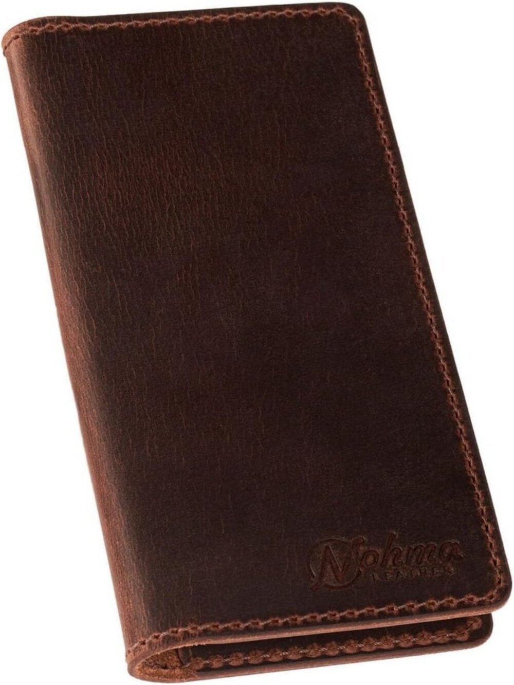 Handmade Leather Checkbook Cover Wallet for Standard Checks - Vintage Brown
